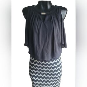 Perceptions New York Black and White Short Open Sleeve Dress